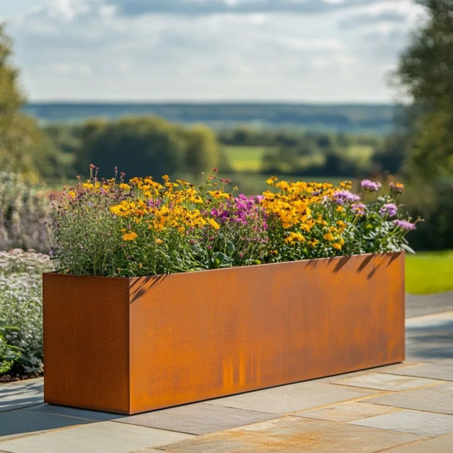 Corten Steel Trough Planter Rust Finish Extra Large 120cm