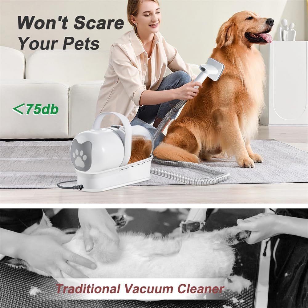 Dog Grooming Vacuum Kit 7 in 1 Pet Hair Remover 6 Comb Set