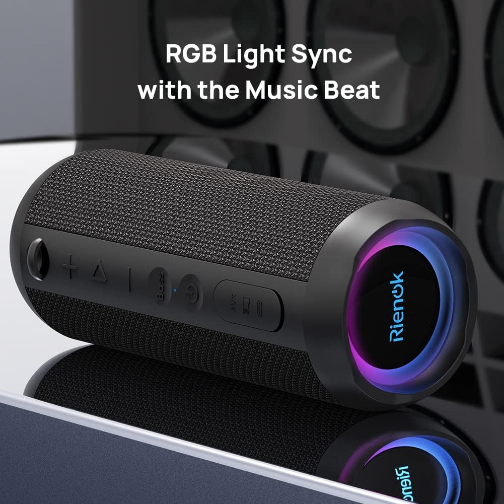 Portable Bluetooth Speaker 30W Stereo Bass Waterproof RGB Lights