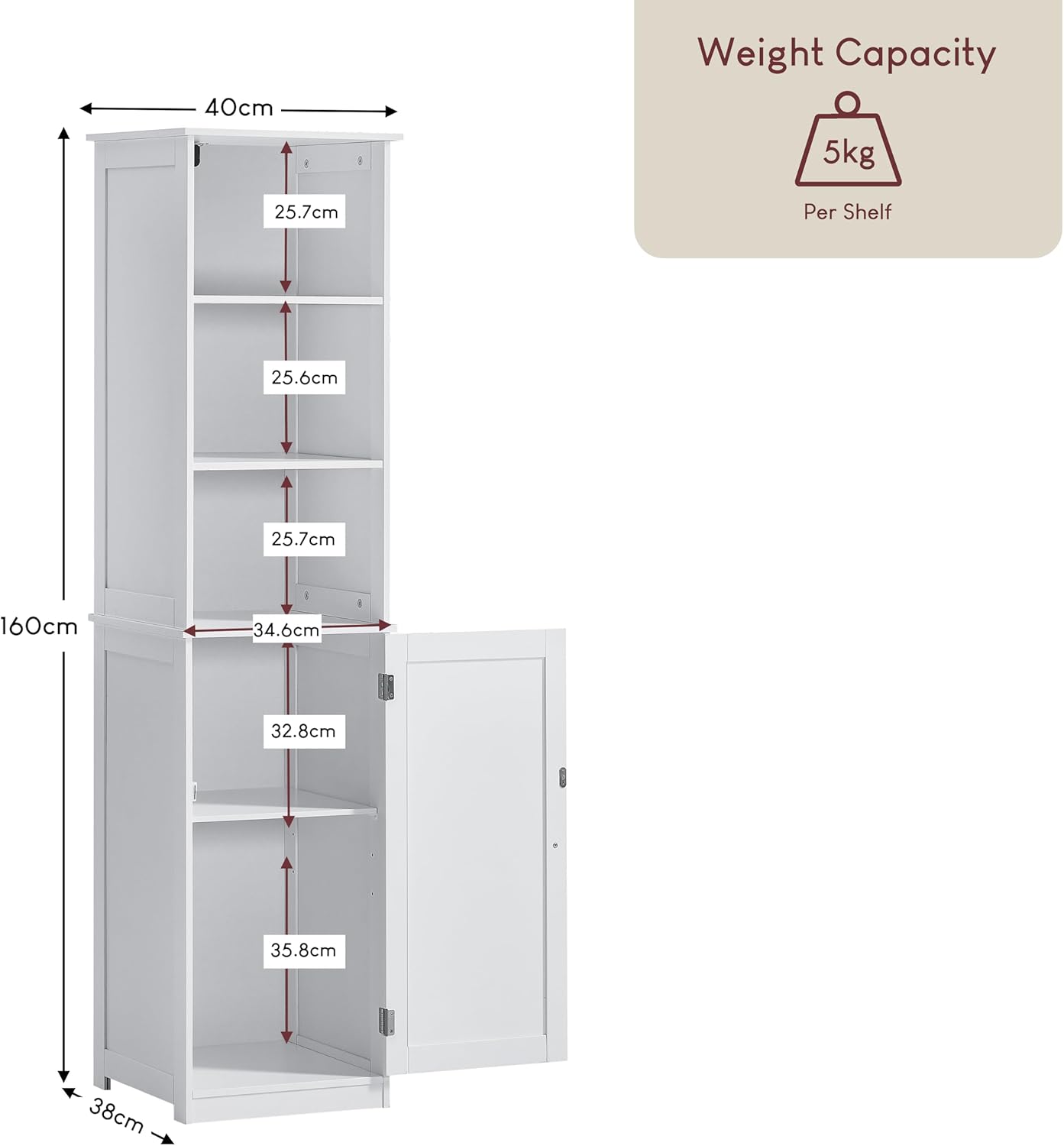 White Tall Bathroom Cabinet Floor Standing Storage Unit Mirror