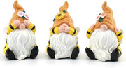 Bee Gnome Figurines Set Funny See Hear Speak No Evil Decor