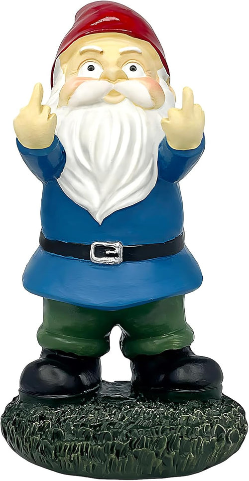 Funny Rude Garden Gnome Middle Finger Resin Naughty Outdoor Decor