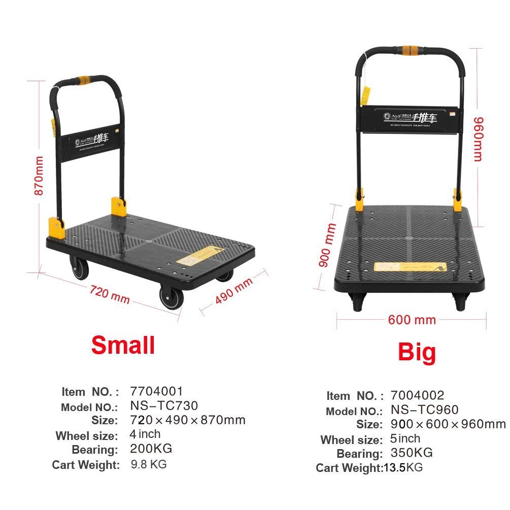 Silent Wheel Folding Platform Trolley 350KG Heavy Duty Cart