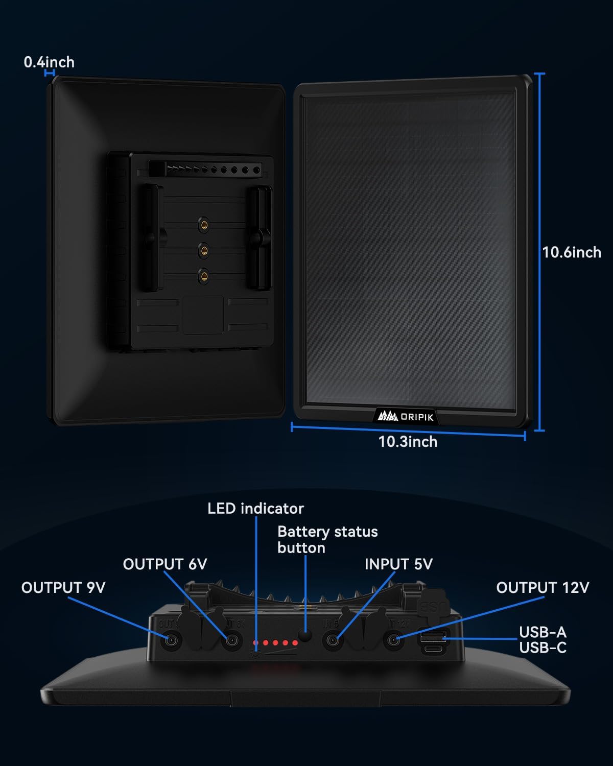 10W Trail Camera Solar Panel Charger 15000mAh Battery