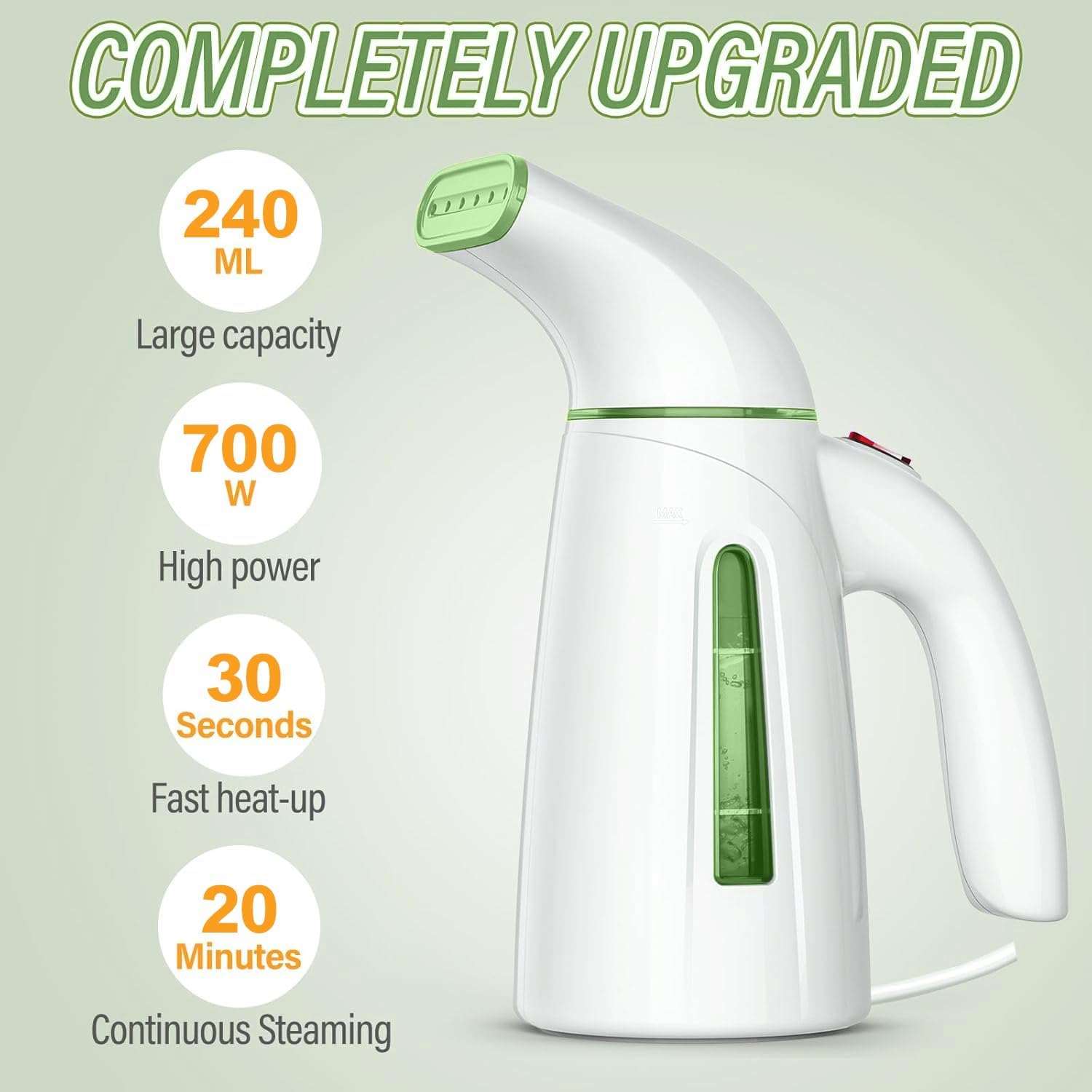Handheld Garment Steamer Portable 300ml Fast Heat Wrinkle Remover