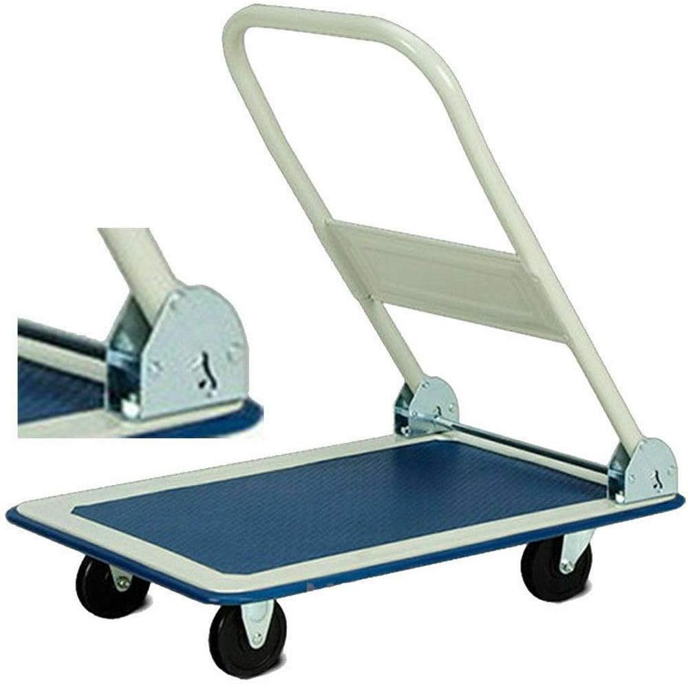 Heavy Duty Folding Platform Trolley 300KG Flatbed Truck Blue