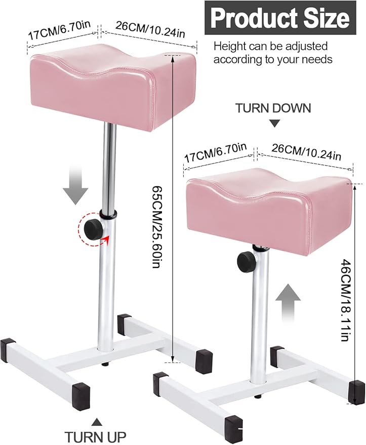 Adjustable Pedicure Stool Foot Rest Salon Spa Nail Stand Pink