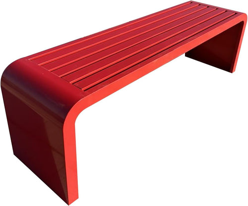 Red Metal Outdoor Garden Bench 100cm Park Patio Seat 2-3 Seater