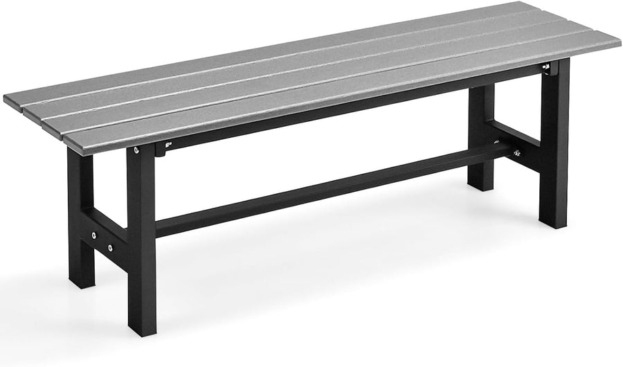 2 Seater HDPE Garden Bench Metal Frame Outdoor Patio Seat Grey