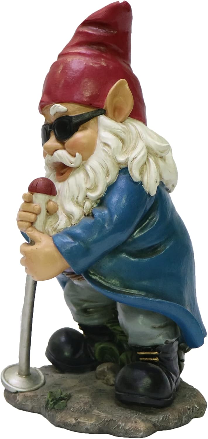 Rock n Roll Garden Gnome Statue Resin Singing Figurine 10 Inch