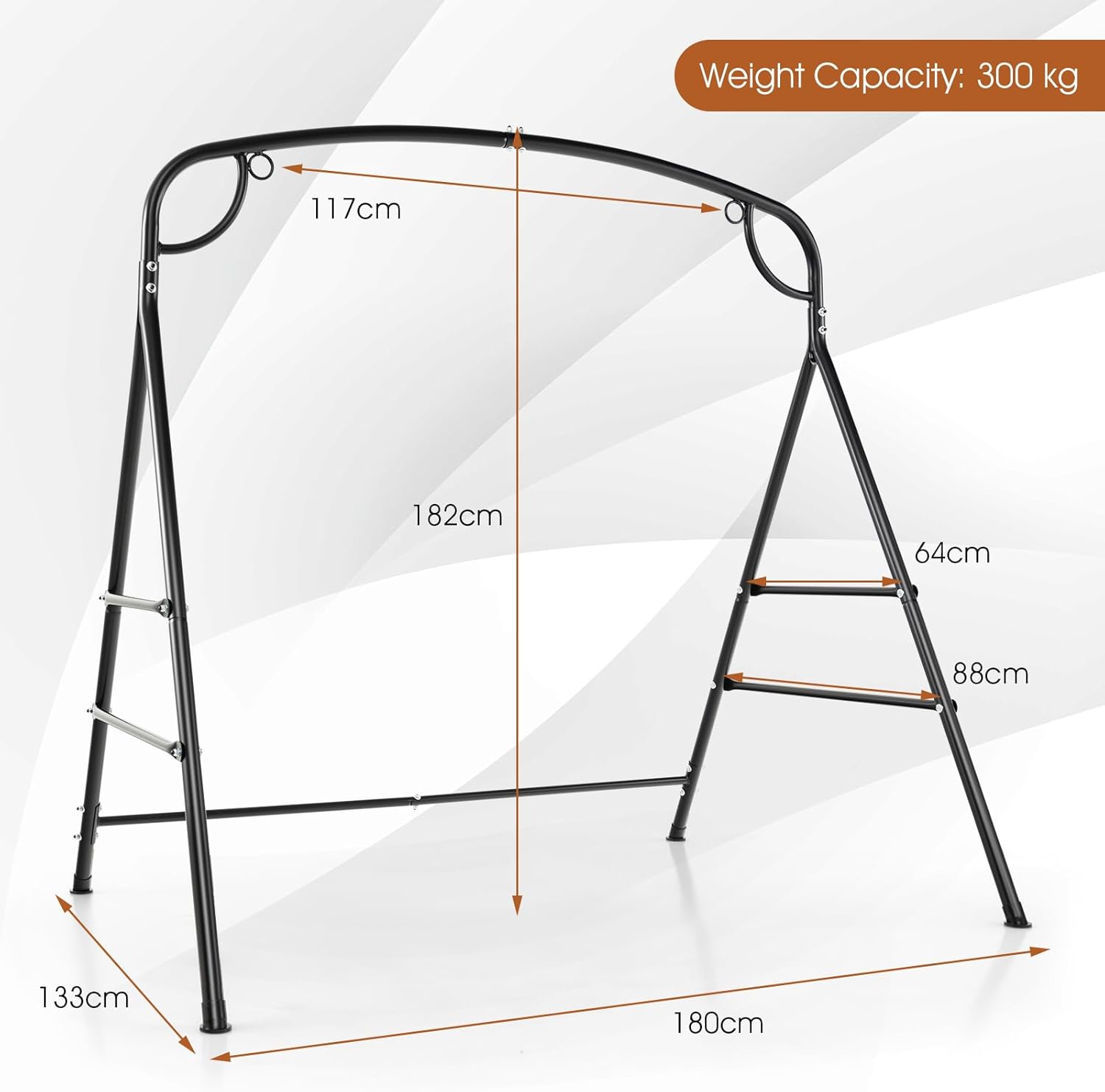 Outdoor Metal Swing Frame A Shape Stand Black 240kg