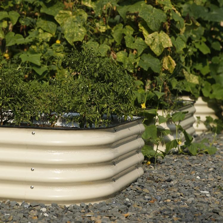 Large Raised Garden Bed 240cm Metal Planter Box 60cm High Beige