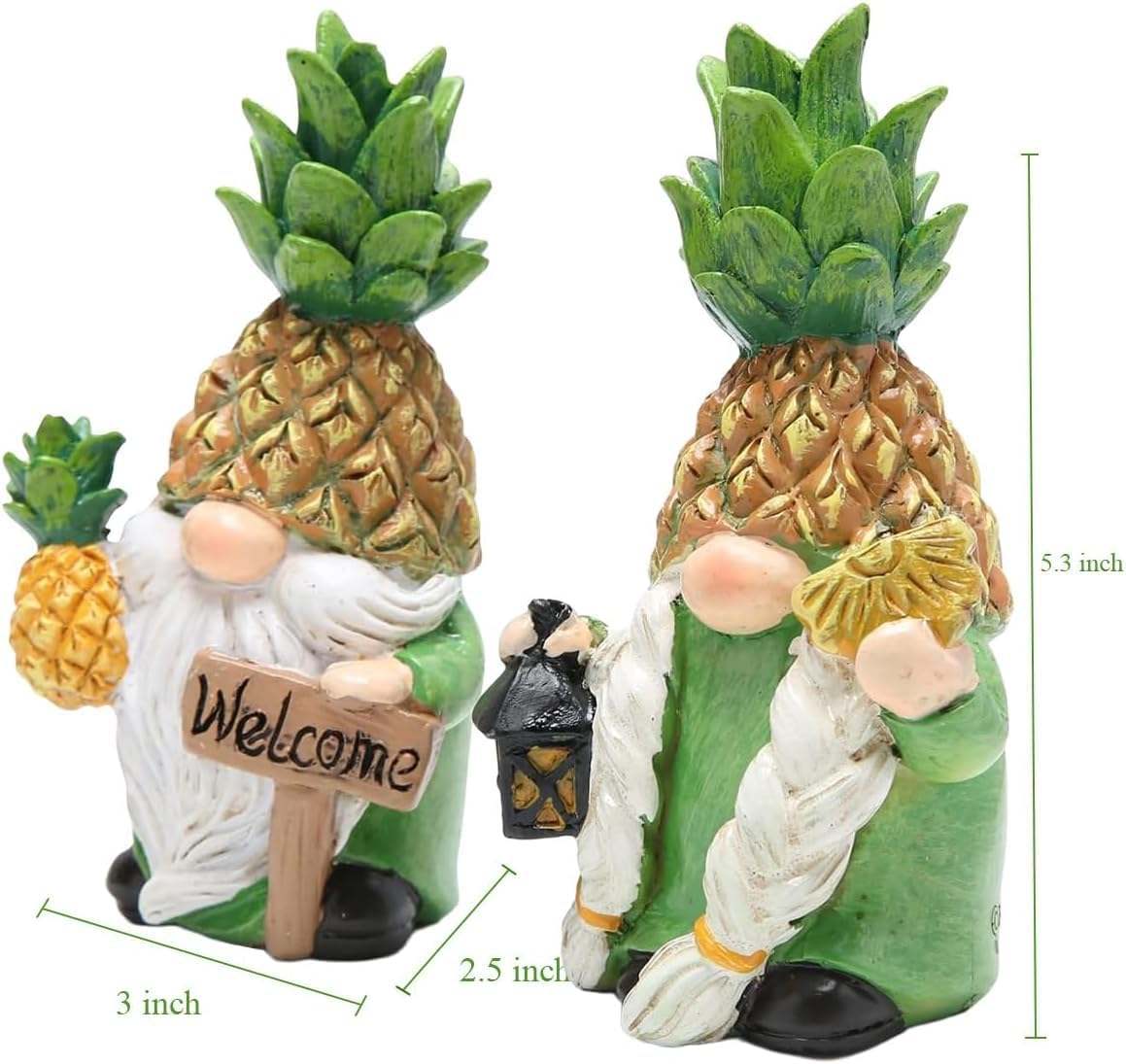 Pineapple Gnome Welcome Sign Resin Garden Ornament Tropical Decor