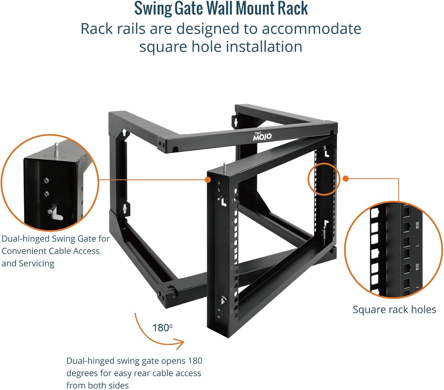 6U Wall Mount Open Frame Server Rack Swing Gate
