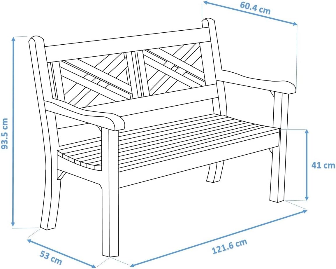2 Seater Polymer Garden Bench Wood Effect Weatherproof Patio