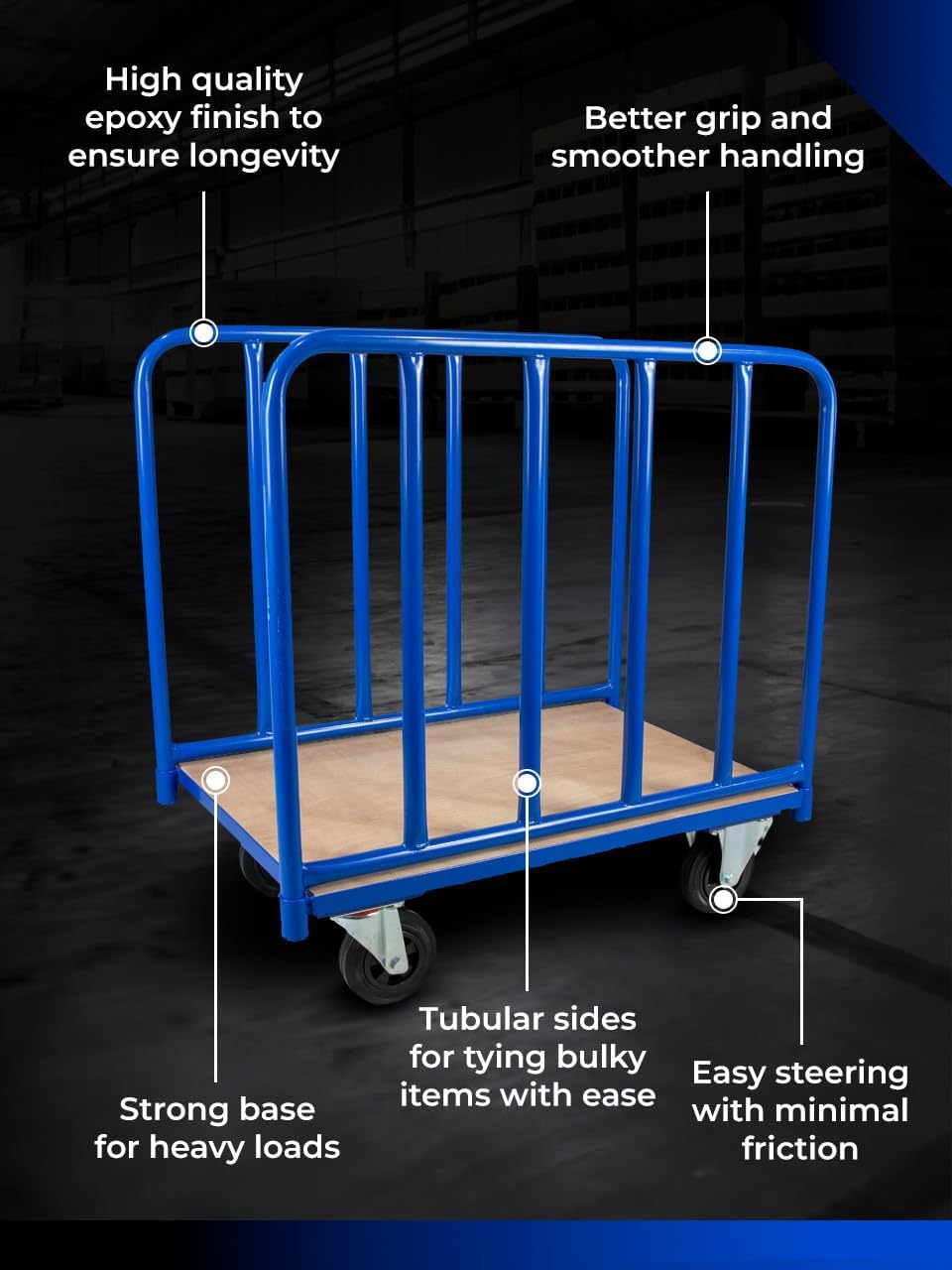 Heavy Duty Long Goods Trolley 500KG Tubular Side Truck
