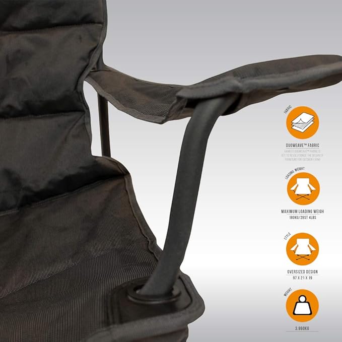 XL Padded Camping Chair 180kg Extra Wide Folding