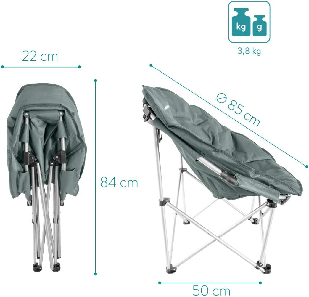 Folding Moon Chair Padded Round Seat Grey