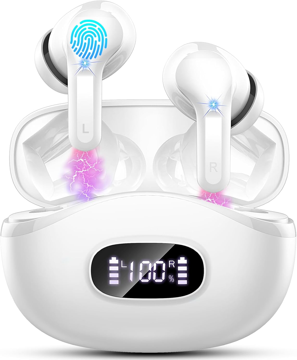 Bluetooth 5.3 Wireless Earbuds ENC Noise Cancelling 40H LED Display
