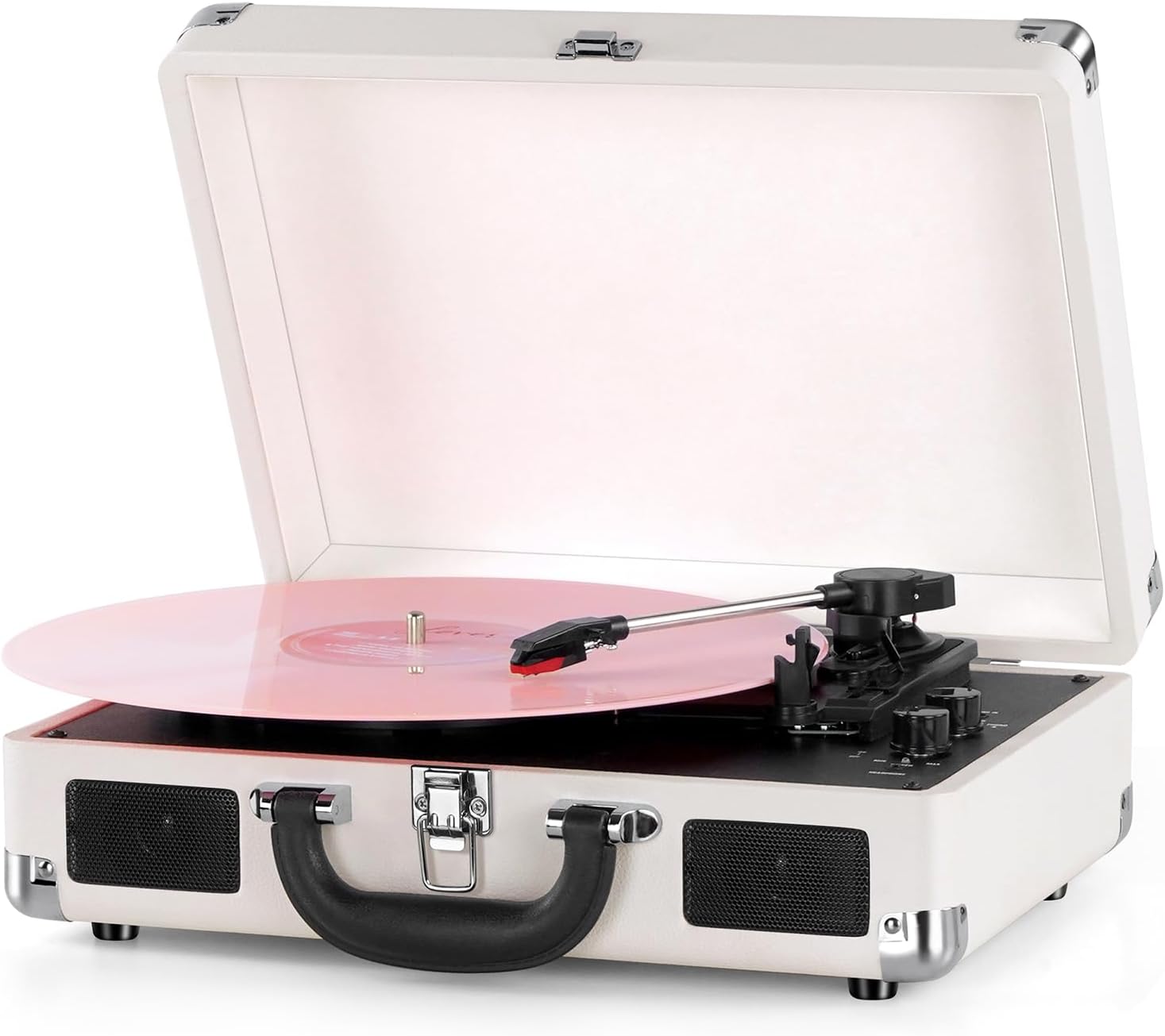 Portable Bluetooth 3-Speed Vinyl Record Player with Built-In Speakers