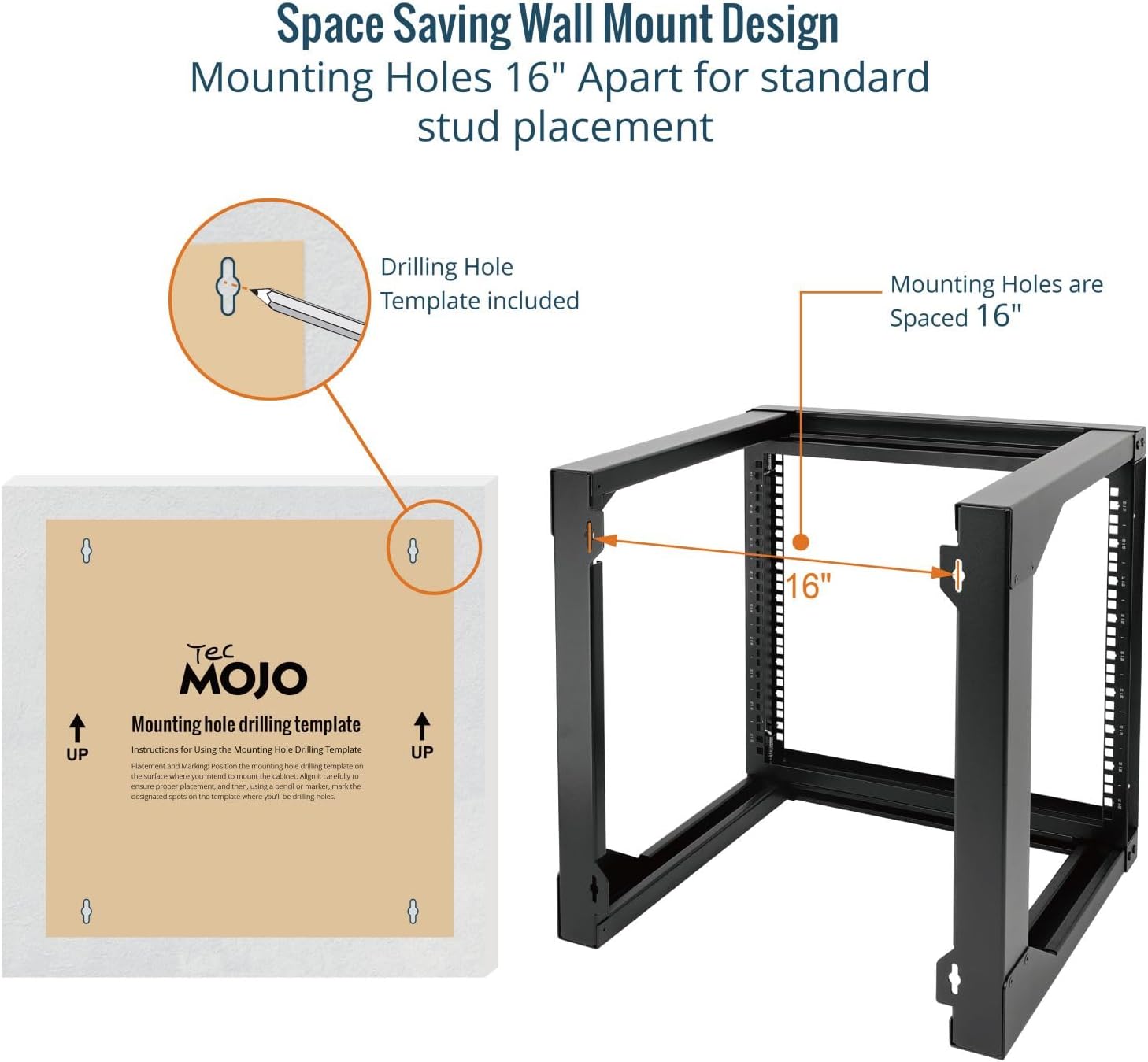 9U Wall Mount Open Frame Server Rack Swing Gate