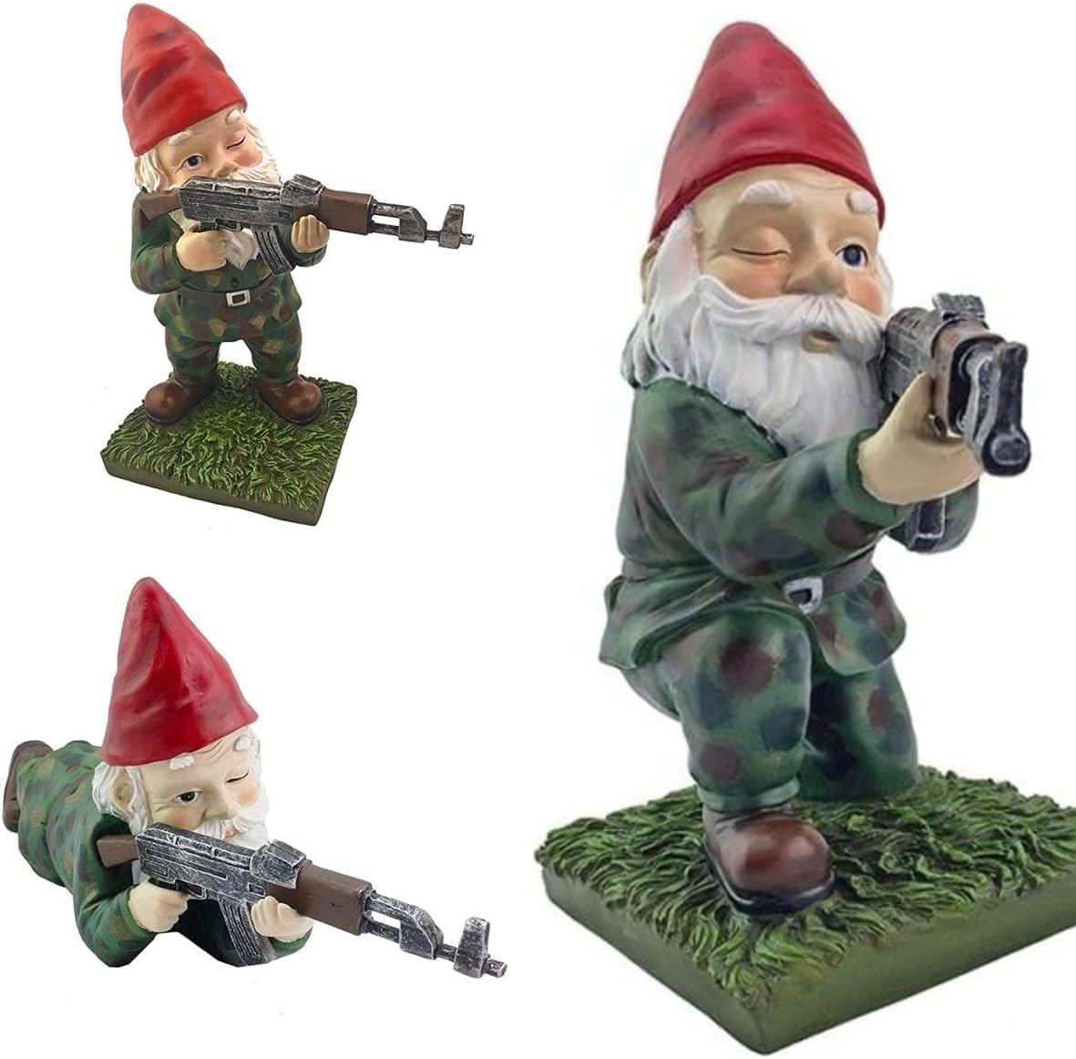 Military Garden Gnome Set Funny Army Gnomes Resin Outdoor Decor