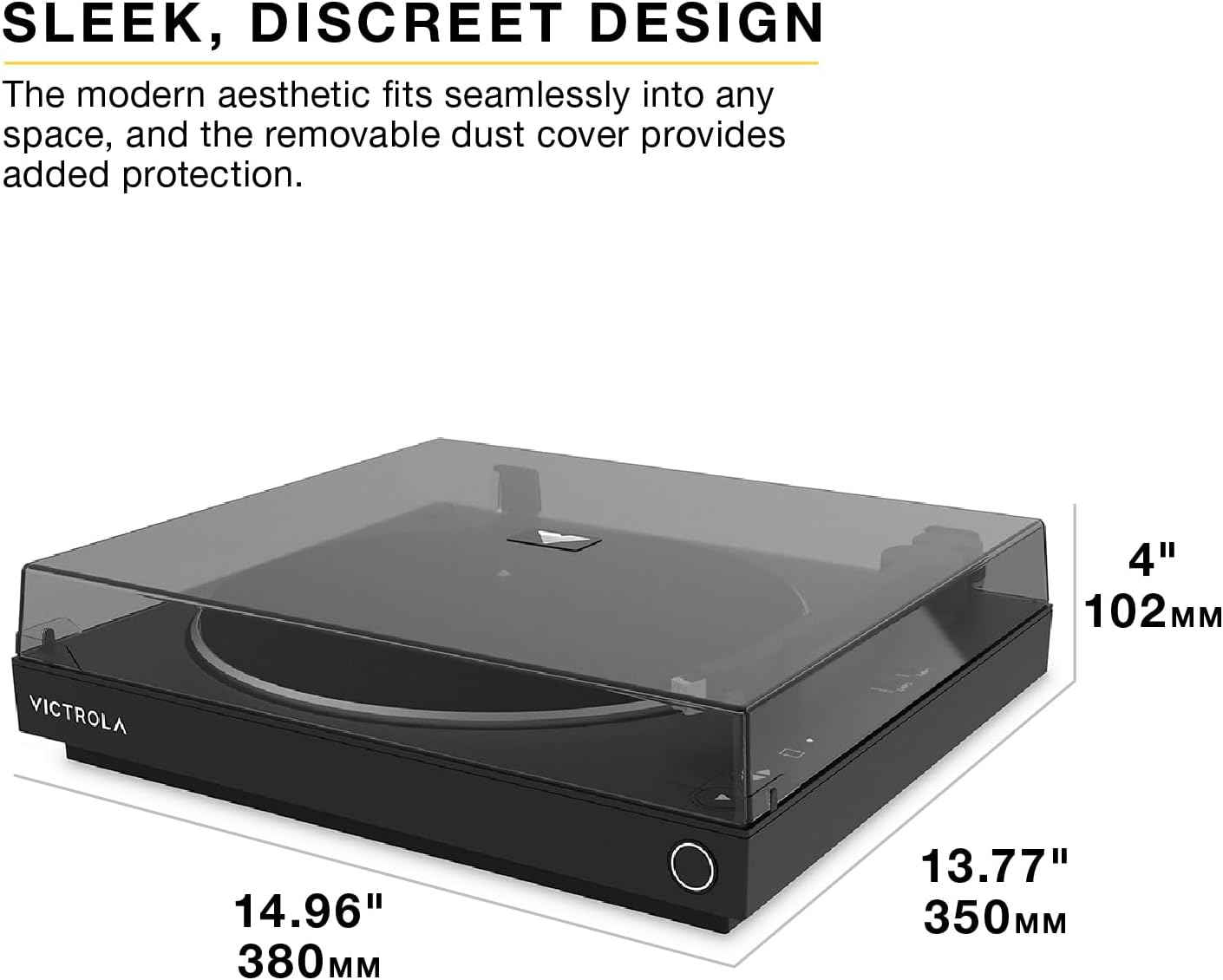 Automatic Bluetooth Turntable 2 Speed Record Player Black