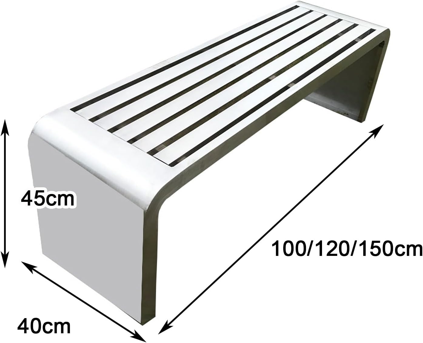 Stainless Steel Outdoor Bench Backless Patio Garden Seat 150cm