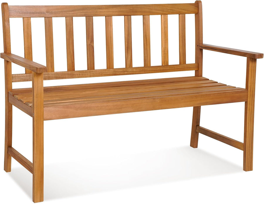 2 Seater Acacia Wood Garden Bench Heavy Duty Patio Loveseat Seat