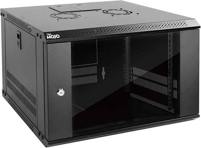 6U Wall Mount Server Cabinet 450mm Glass Door Rack Black