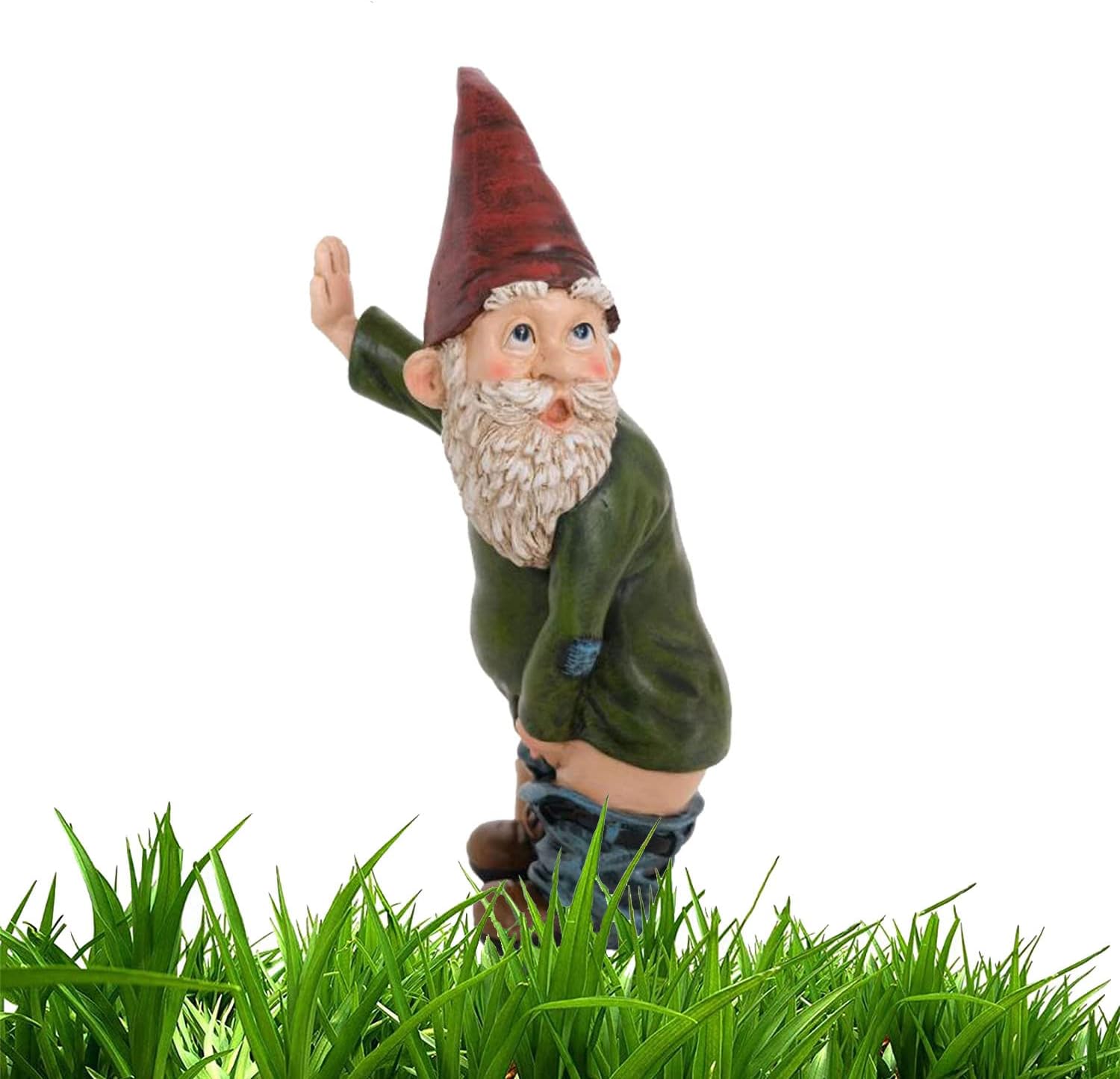Funny Garden Gnome Statue Resin Waterproof Outdoor Decor 15cm