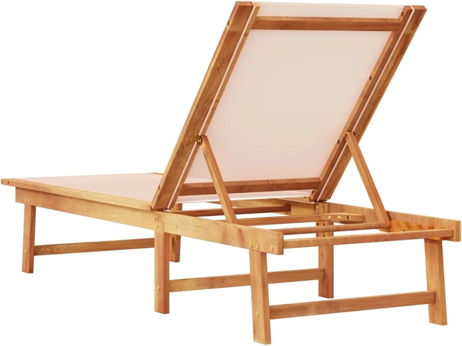 Acacia Wood Sun Lounger 5 Position Textilene Recliner