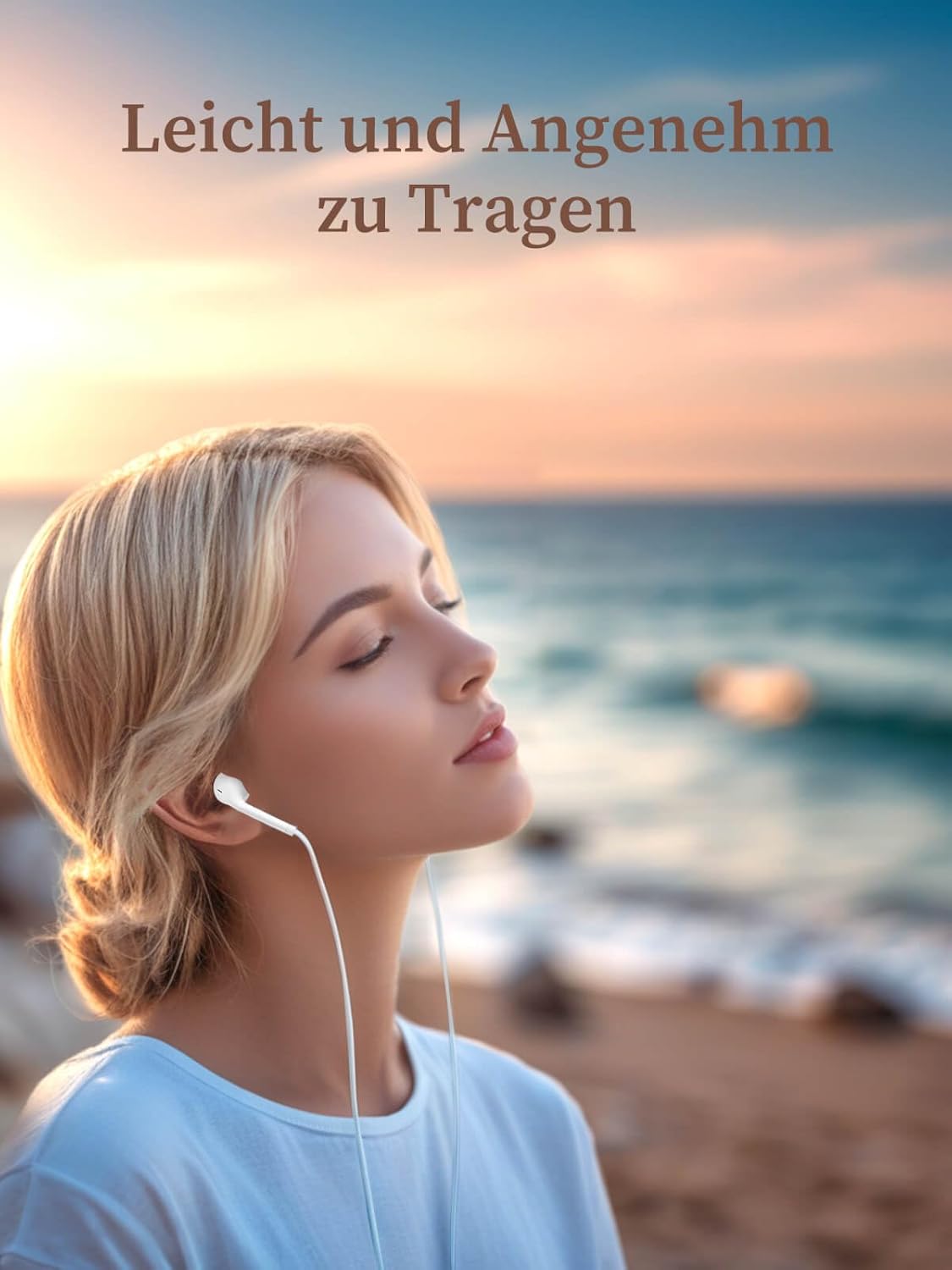 Wired In Ear Stereo Earphones with Mic Volume Control White