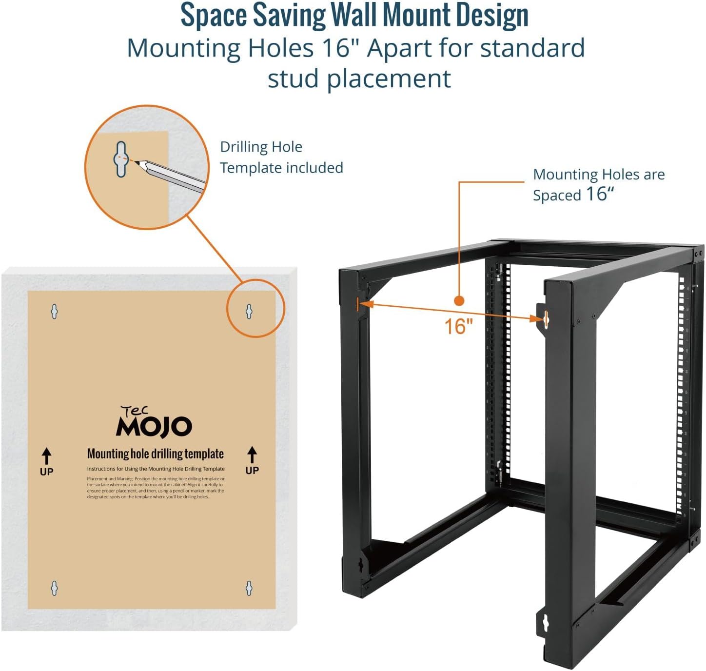 12U Wall Mount Open Frame Server Rack Swing Gate