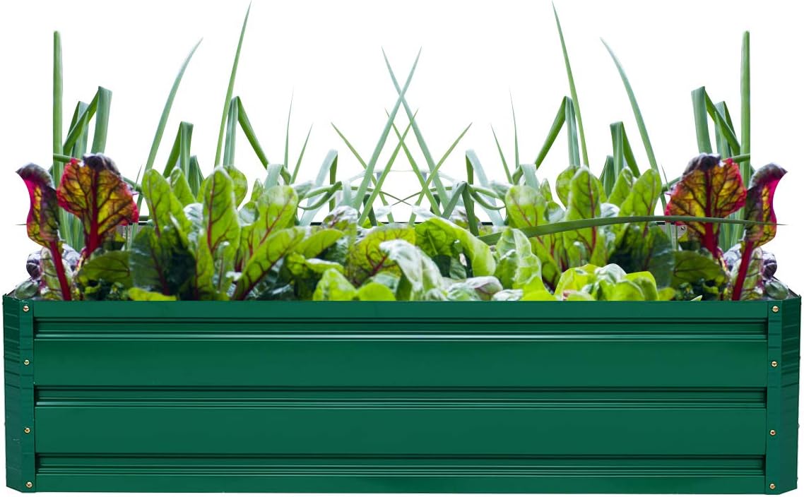 Raised Garden Bed Metal Planter 120cm Outdoor Veg Herb Box Green