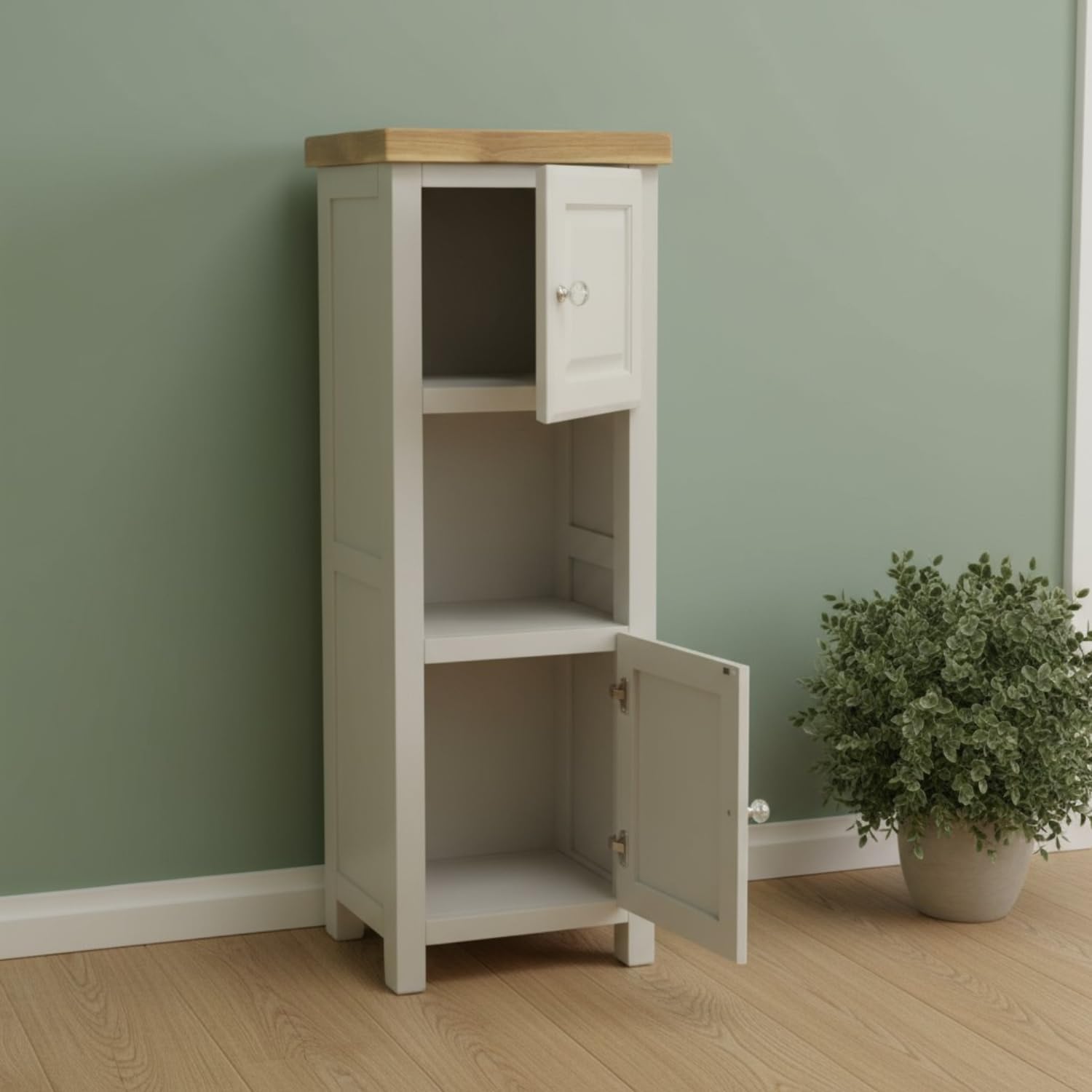 Tall Slim Storage Cabinet Grey Corner Shelf Unit