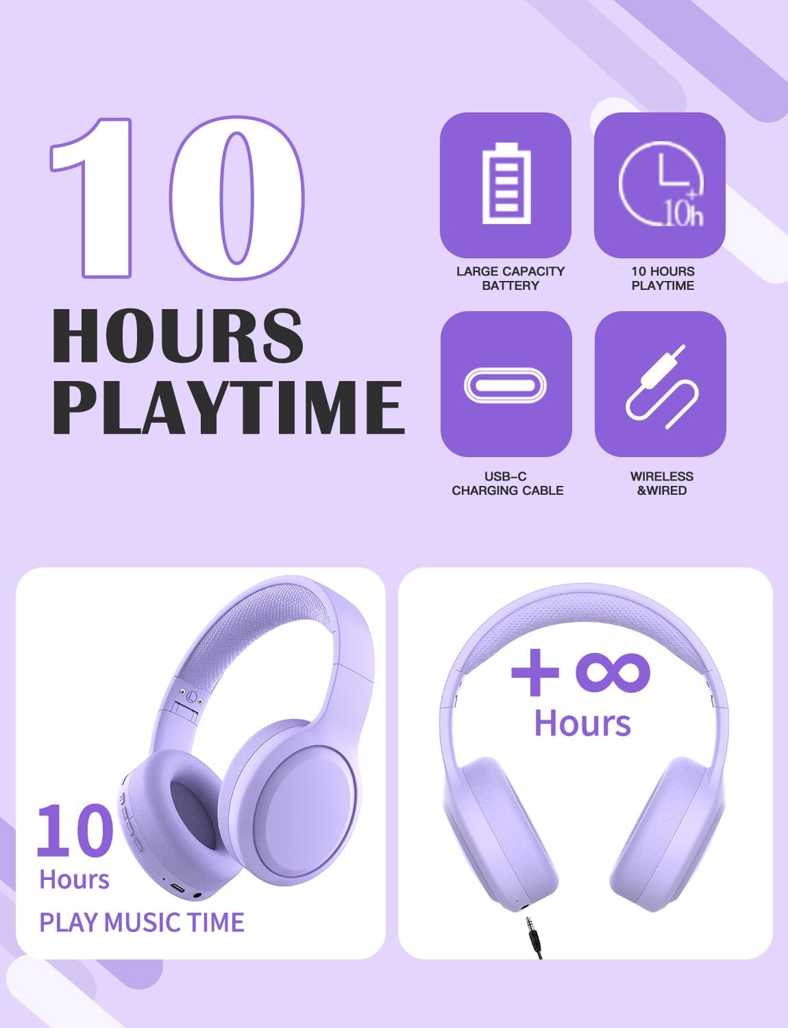 Kids Bluetooth Over Ear Headphones Foldable With Mic TF Card