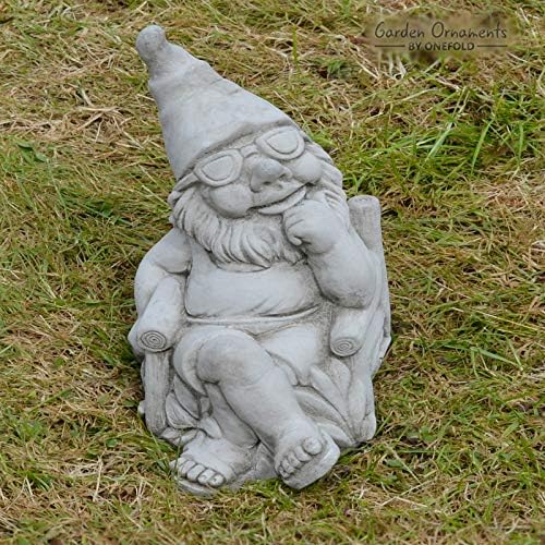 Stone Sunbathing Gnome Statue Garden Decor Outdoor