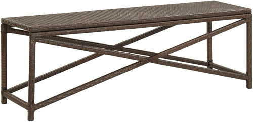 Outdoor Poly Rattan Garden Bench Patio Seat Steel Frame 120cm
