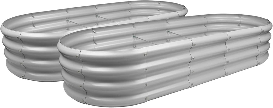 Large Raised Garden Bed Set 2 Steel Planter 180x90cm Silver