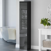Tall High Gloss Storage Cabinet Black 4 Shelf Cupboard