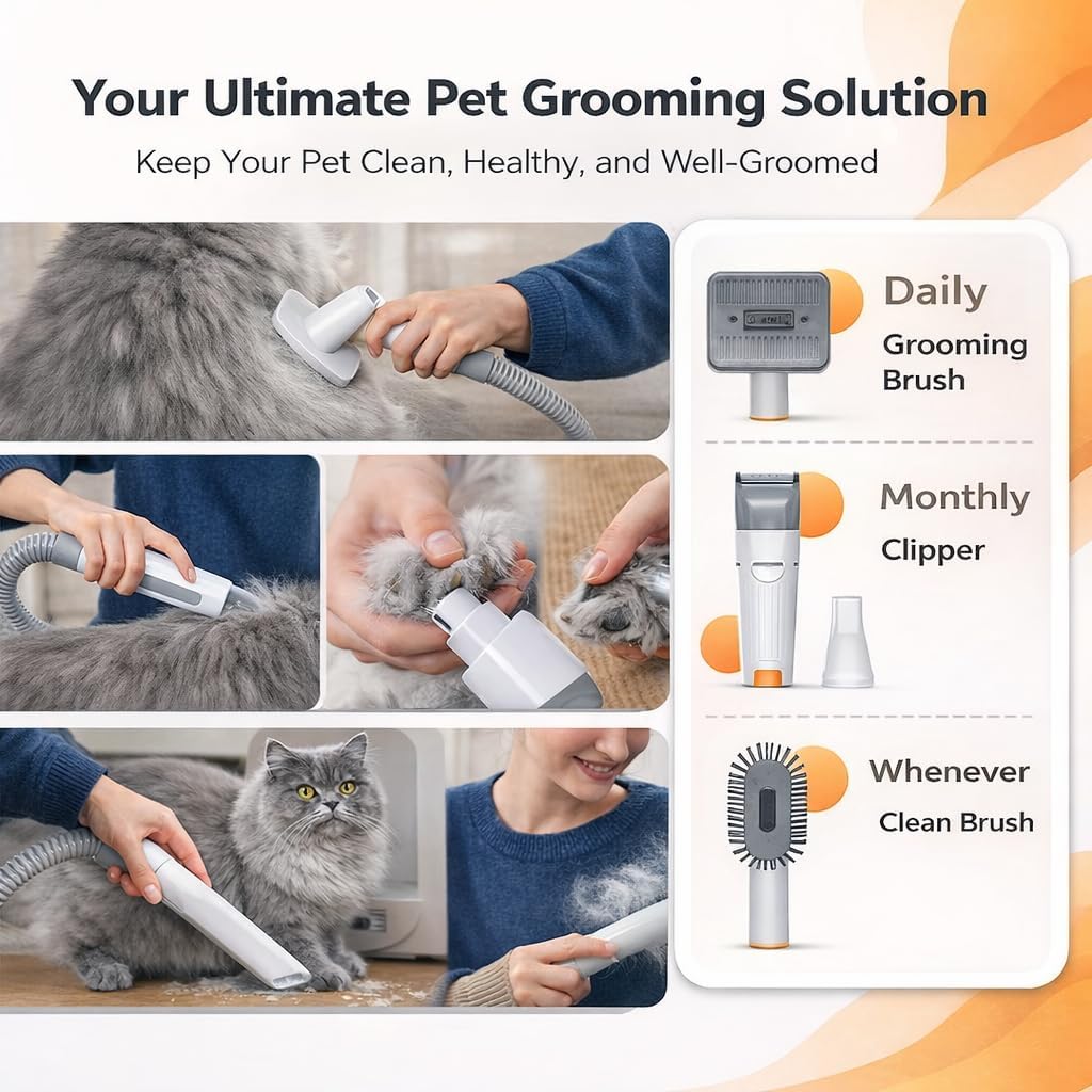 Dog Cat Grooming Vacuum Kit 13000Pa 7 Tool 2.5L