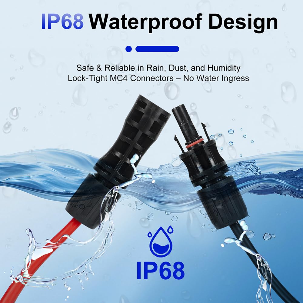 15M Solar Panel Extension Cable MC4 Waterproof 4mm Red Black