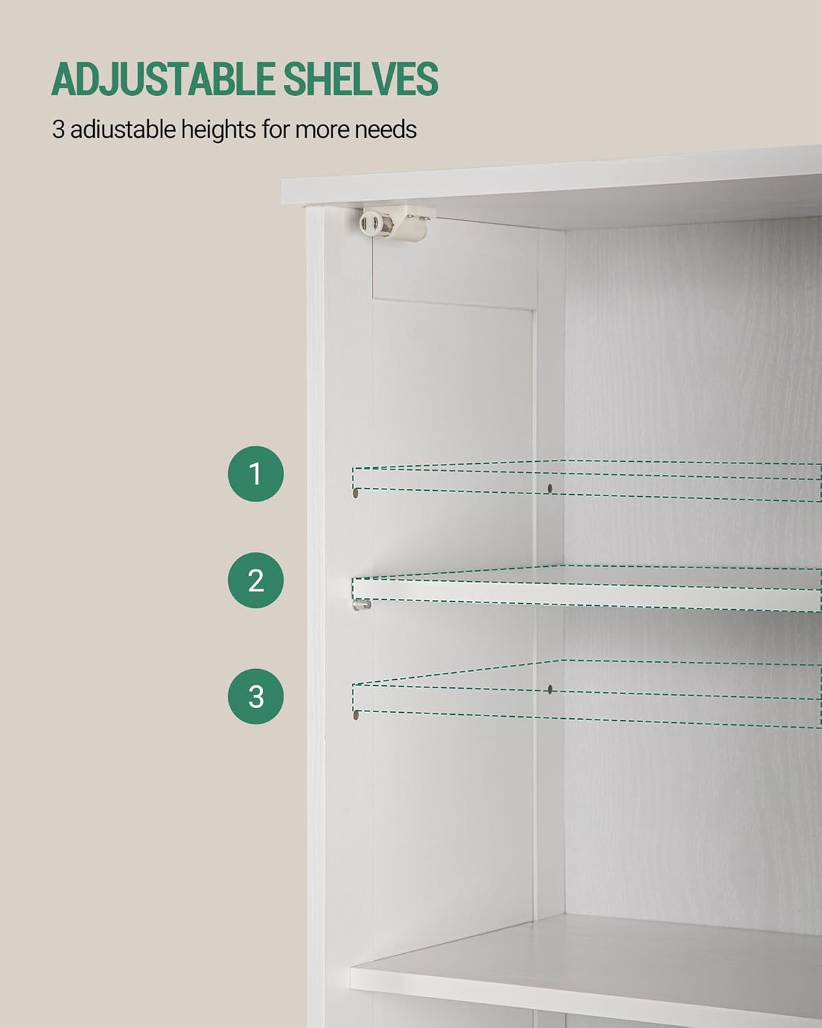 Tall Slim Storage Cabinet White Drawer Doors Shelf Unit