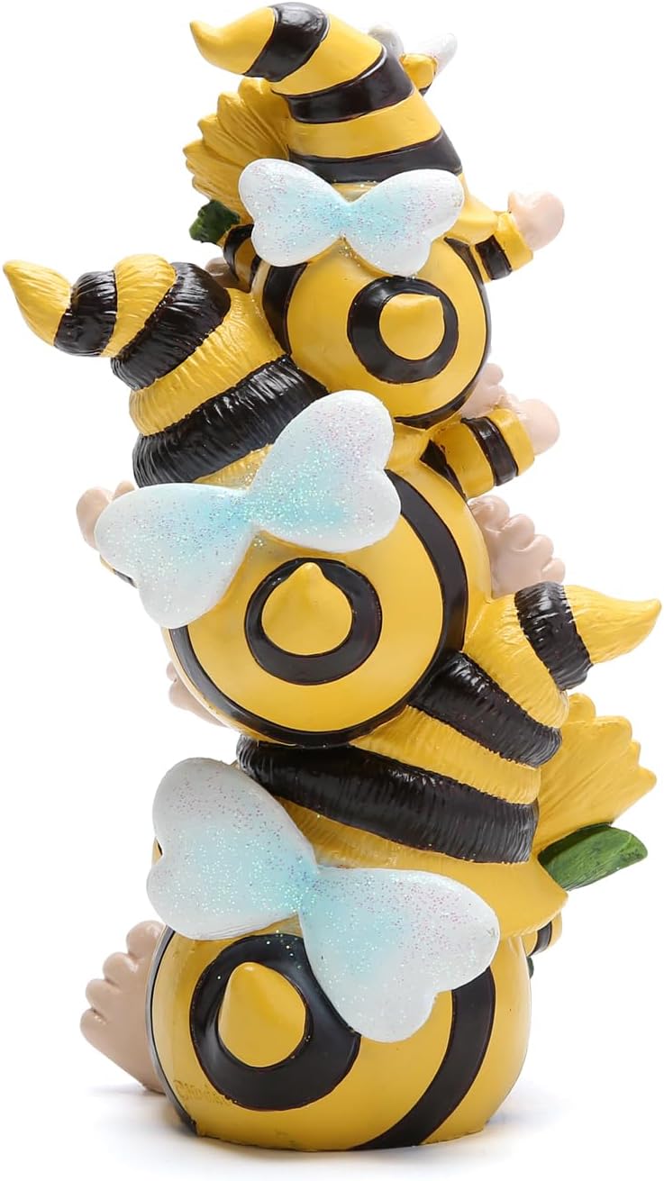 Bee Gnome Figurine Stacked Garden Decor Cute Summer Home