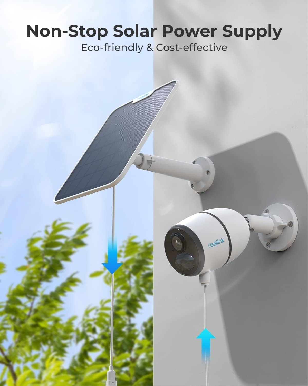 6W Solar Panel Camera Charger USB C IP65 4M Cable