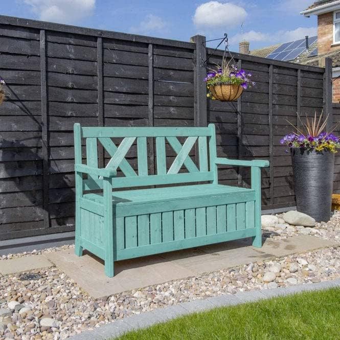 Wooden Garden Storage Bench 110L Outdoor Seat with Chest