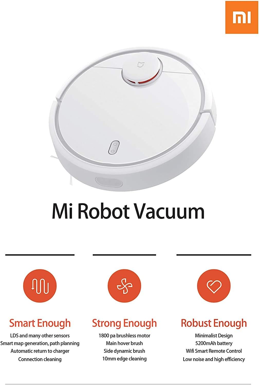 Robot Vacuum 1800Pa WiFi App Control Smart Mapping Auto Clean