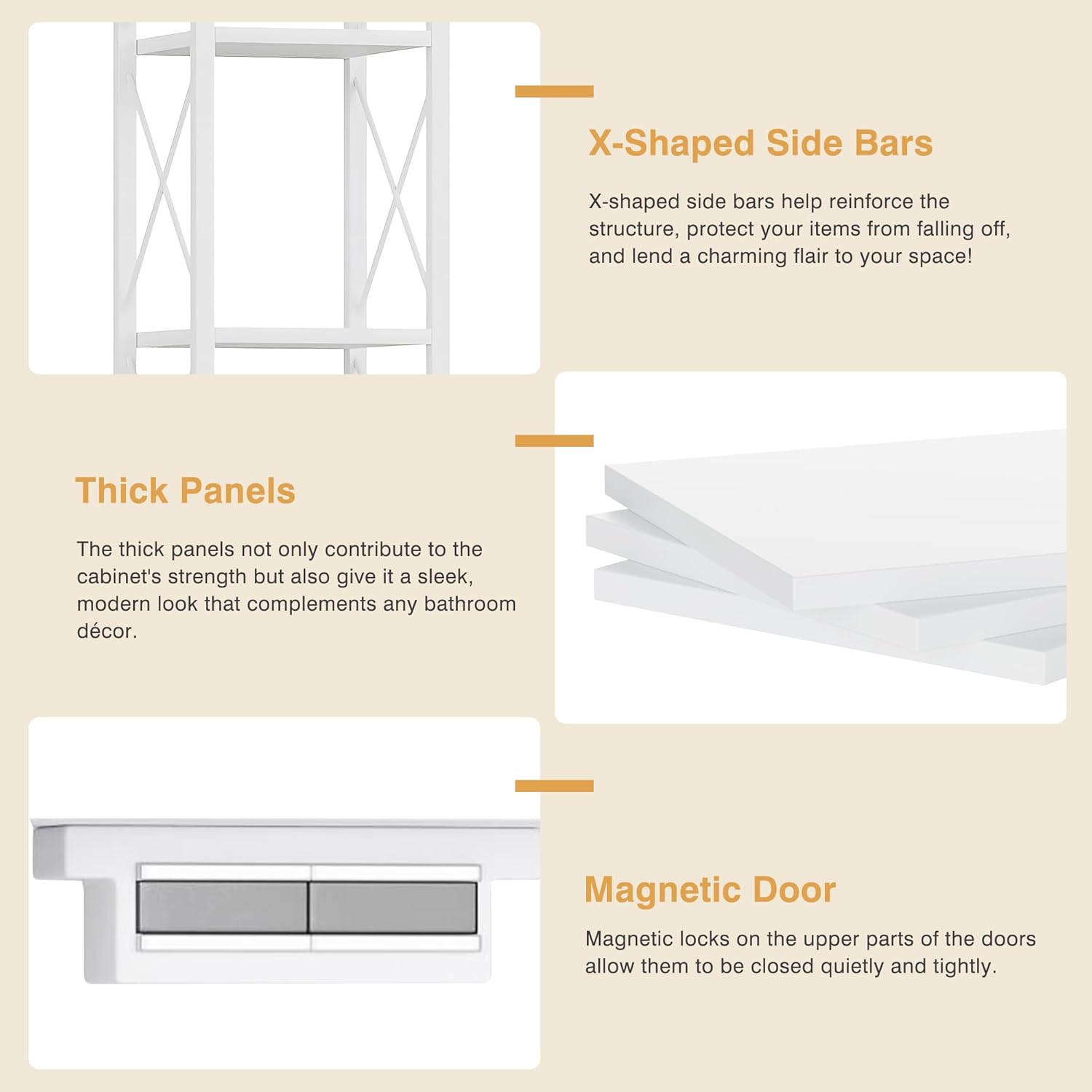 Slim Bathroom Tall Cabinet Drawer Shelf Door Unit White