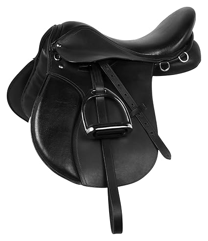 Brown Leather Show Jumping Eventing Saddle 13 Seat Stirrups Tack